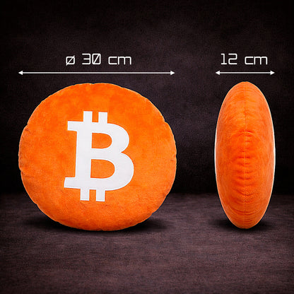 Bitcoin Kissen – Rundes Plüschkissen in Orange