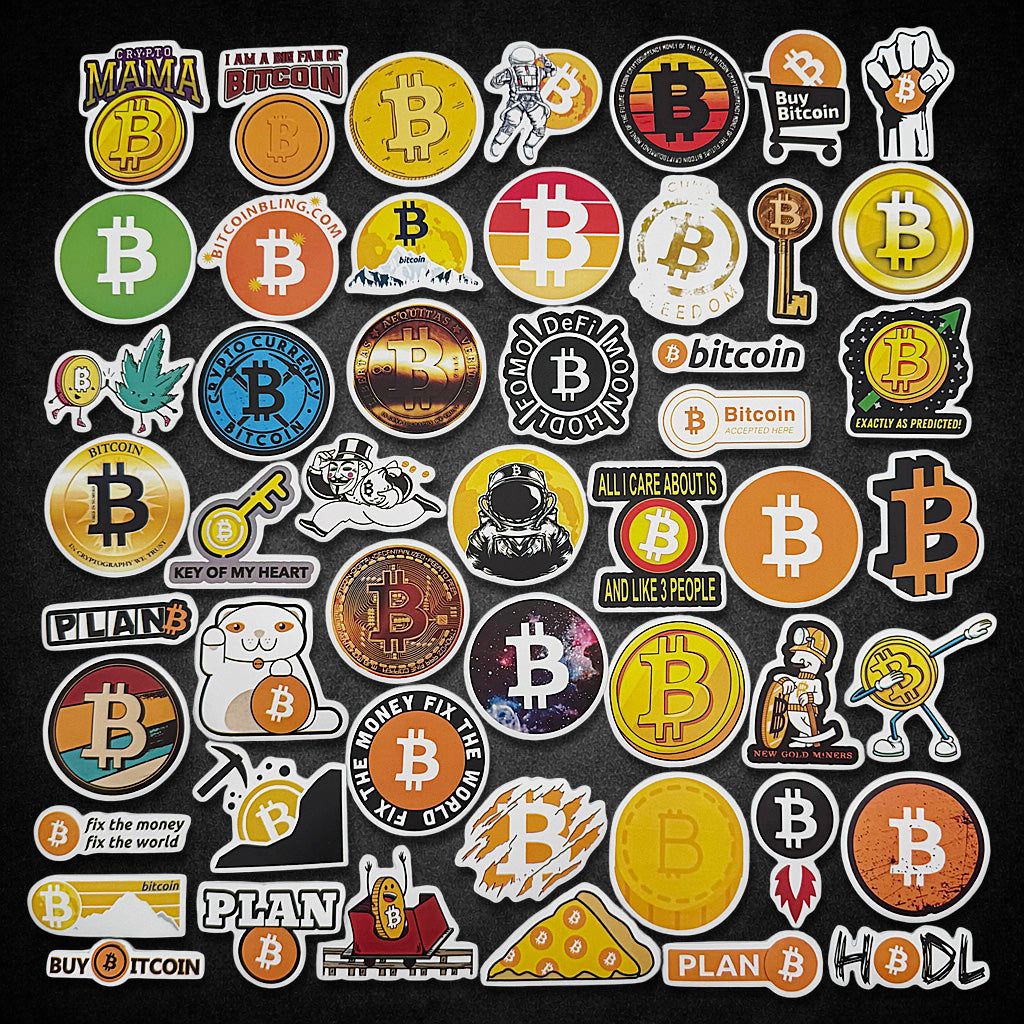 Bitcoin Aufkleber-Set (50 Stück) – Verschiedene Motive
