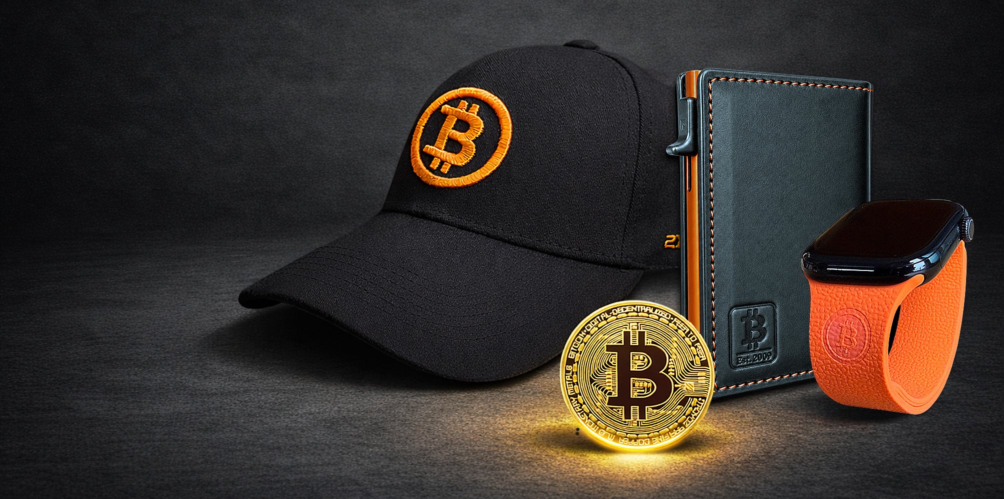 Bitcoin Basecap, Ledergeldbörse, Watchband, Münze