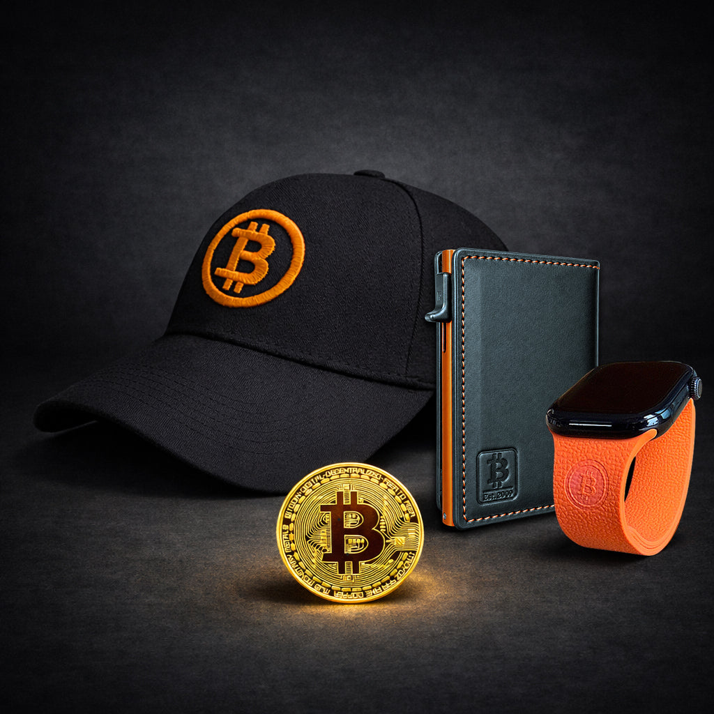 Bitcoin Basecap, Ledergeldbörse, Watchband, Münze