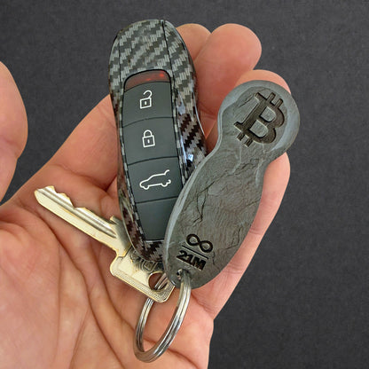 Bitcoin Einkaufswagenlöser aus Edelstahl in Schiefer Anthrazit am Schlüsselbund befestigt für den täglichen Gebrauch