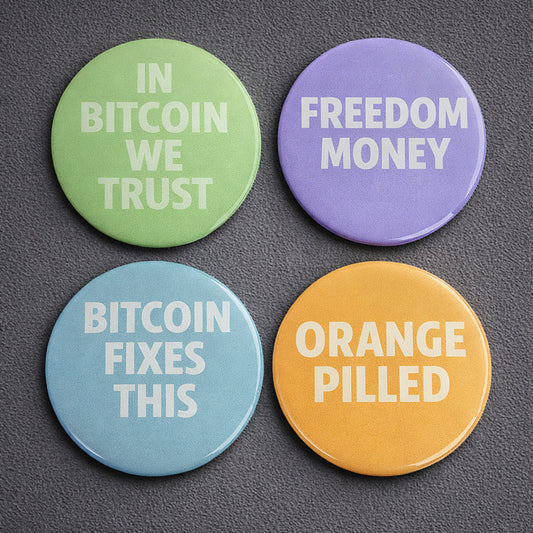 Bitcoin Magnet-Set Core Edition mit vier Motiven in Pastellfarben