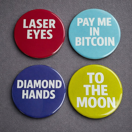 Bitcoin Magnet-Set Power Edition mit vier Textmotiven