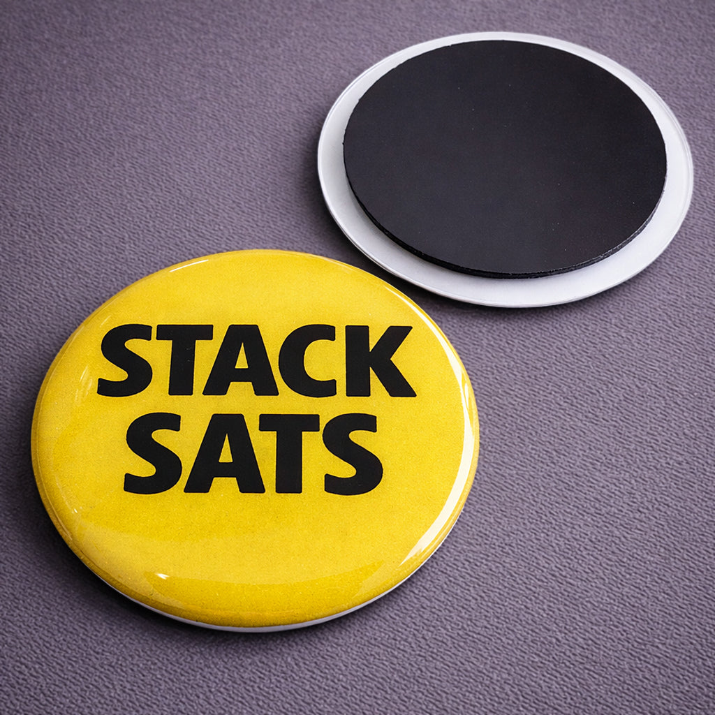 Bitcoin Kühlschrankmagnet „Stack Sats“ – 58 mm