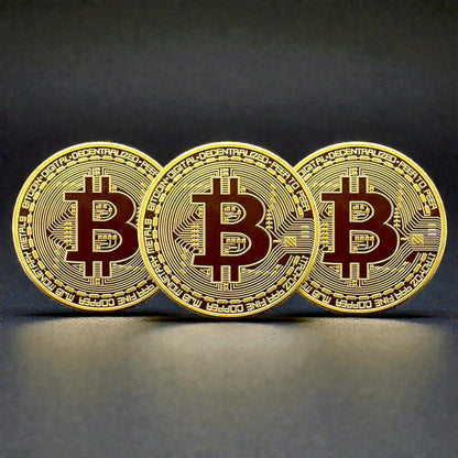 Bitcoin Münzen im 3er-Set – Vorderansicht