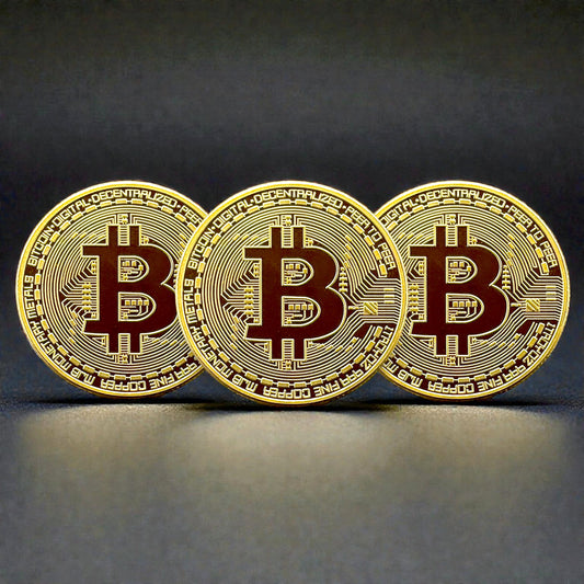 Bitcoin Münzen im 3er-Set – Vorderansicht