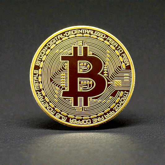 Goldene Bitcoin Münze – Vorderseite mit Bitcoin-Symbol