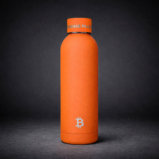 Bitcoin Thermoflasche 500 ml in Orange matt mit Logo