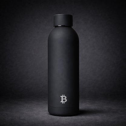 Bitcoin Thermoflasche 500 ml in Schwarz matt mit Logo