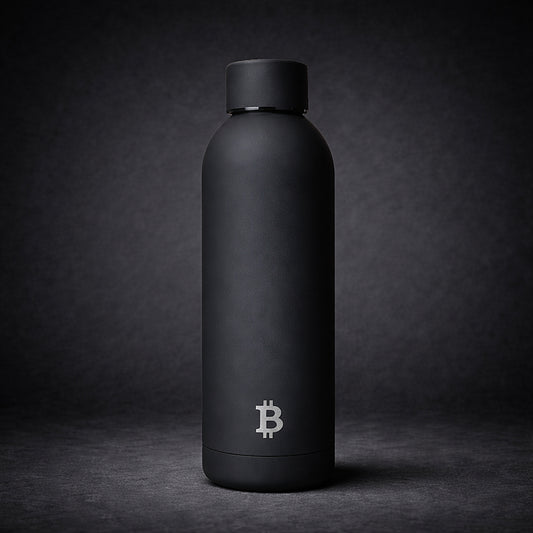 Bitcoin Thermoflasche 500 ml in Schwarz matt mit Logo
