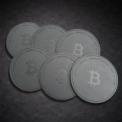 bitcoin untersetzer stapel 6er set schwarz seitenansicht